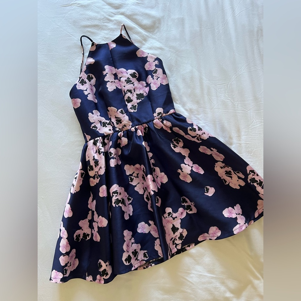 Floral High Neck Mini Dress